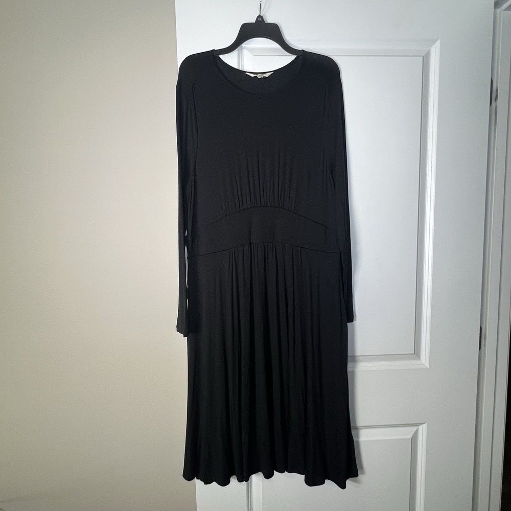 Boden Thea Long Sleeve Jersey Knit Dress UK 20R/US 16-18R Black Pockets Stretch